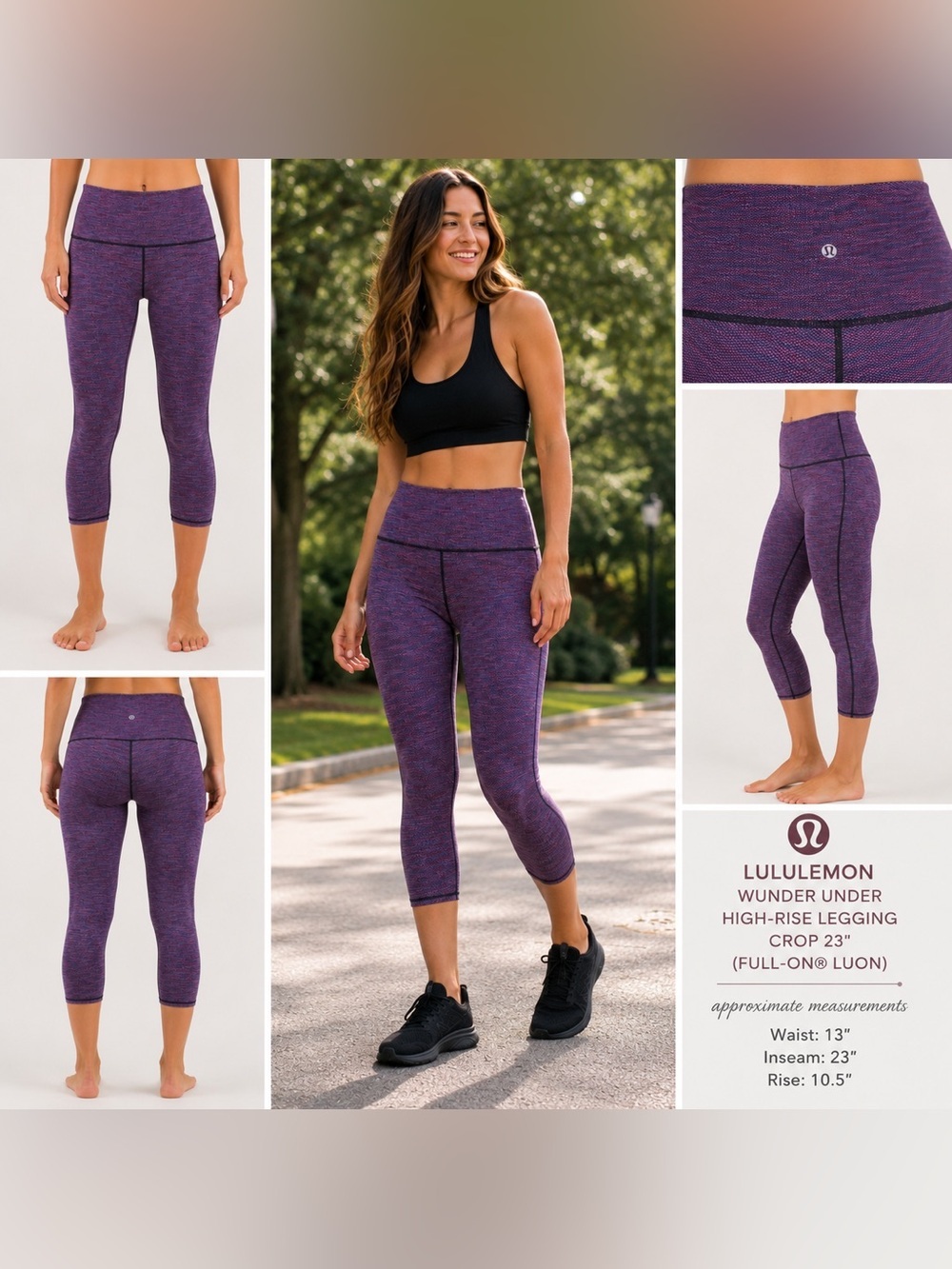 lululemon athletica Wunder High-Rise Crop Leggings in Heathered Purple Est. SZ 6